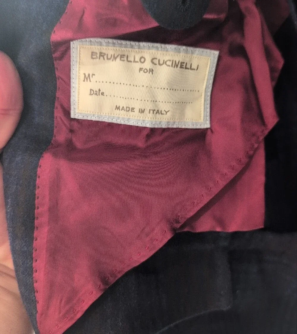 Brunello Cucinelli Navy Plaid Three-Button Suit